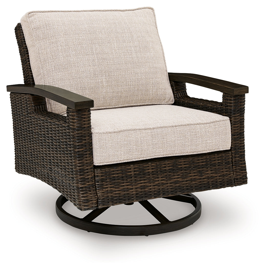 Monterey Point Outdoor Sofa with 2 Lounge Chairs in Dark Brown from Ashley Furniture - Luna Furniture