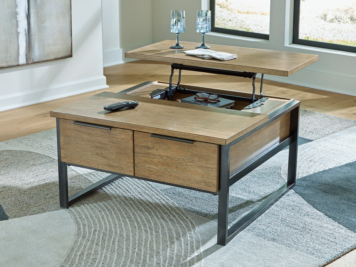 Montia Light Brown Lift-Top Coffee Table from Ashley - Luna Furniture