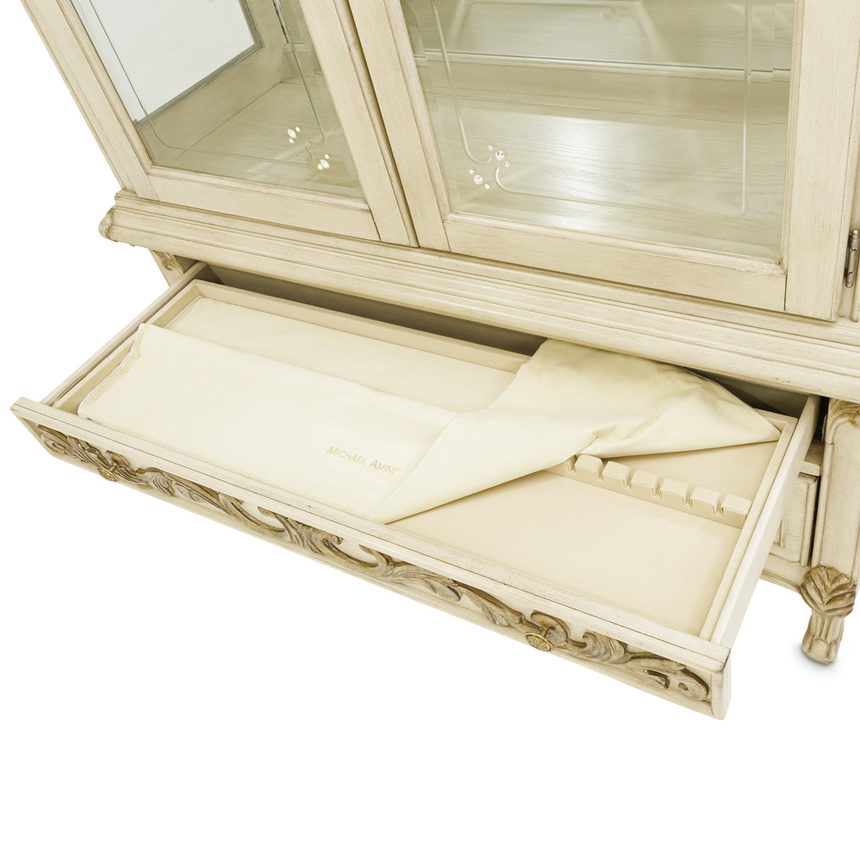 Platine De Royale Champagne Curio Cabinet from Michael Amini - Luna Furniture