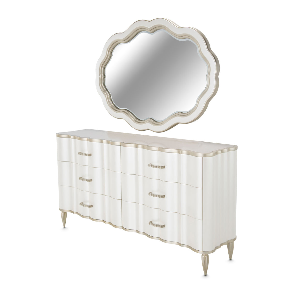London Place Creamy Pearl Dresser With Mirror from Michael Amini - Luna Furniture