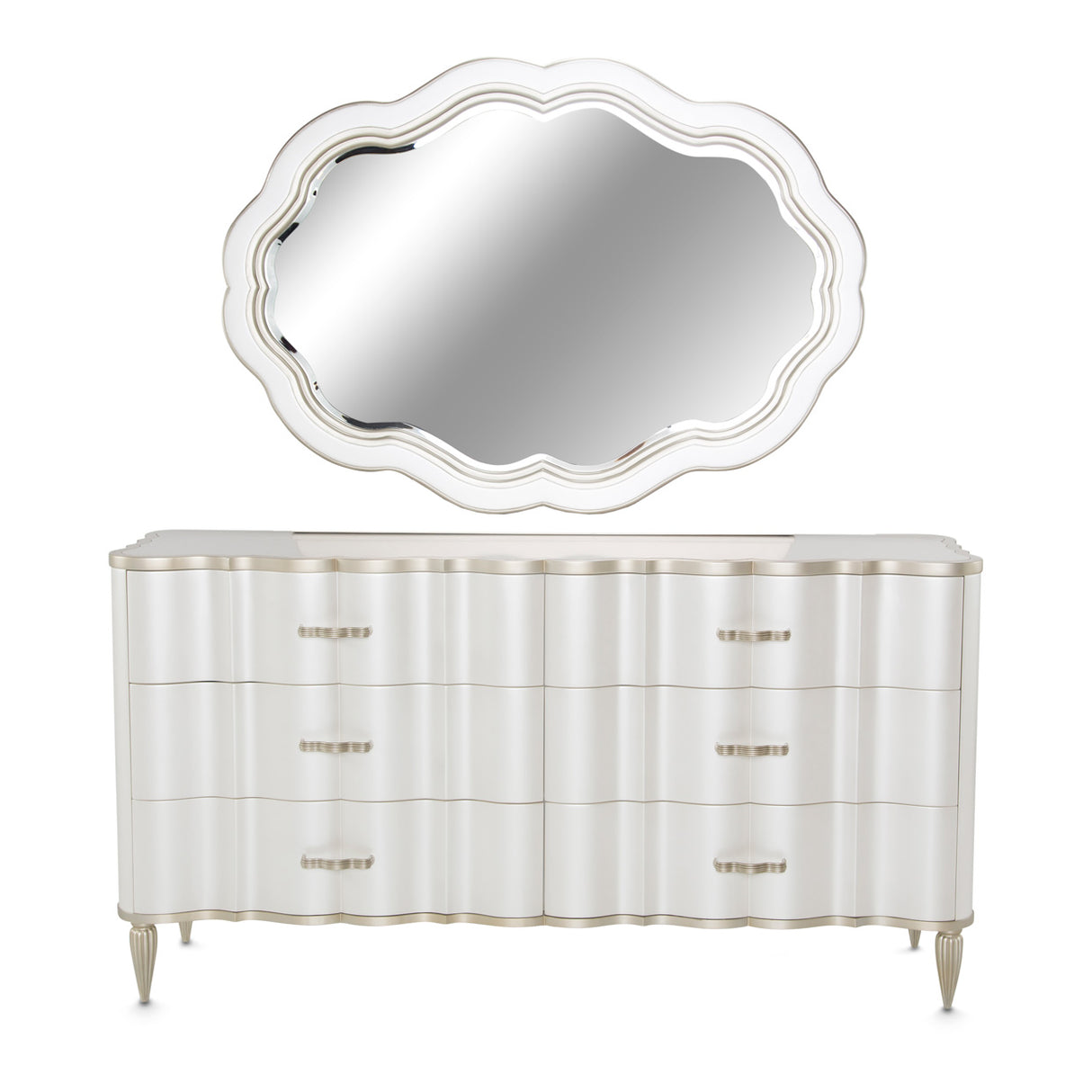 London Place Creamy Pearl Dresser With Mirror from Michael Amini - Luna Furniture