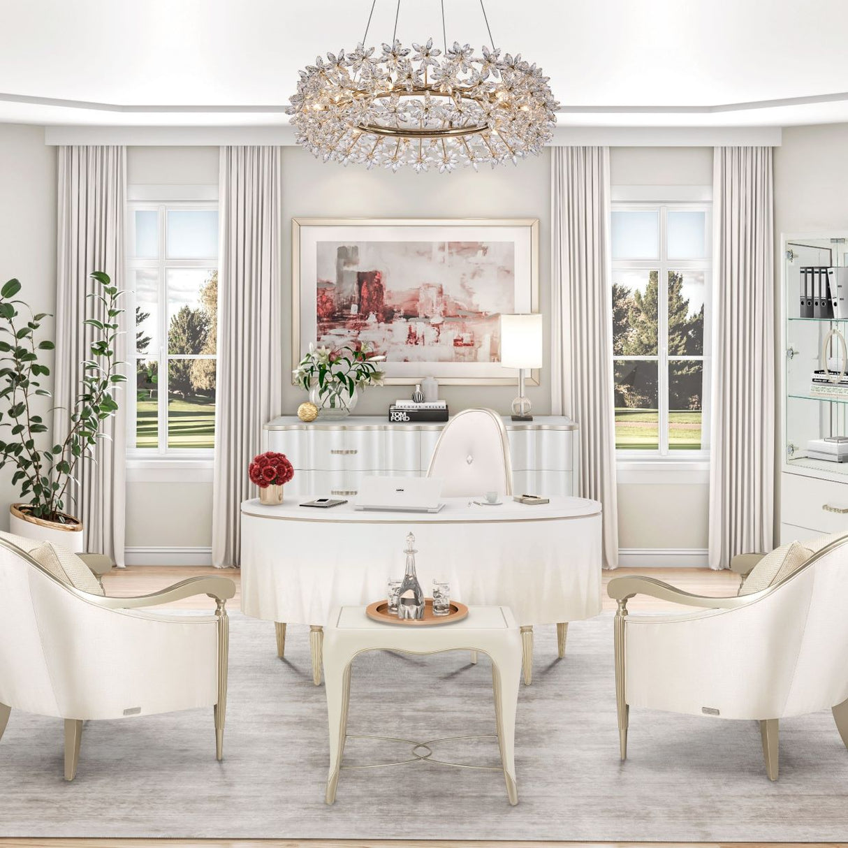 London Place Creamy Pearl Desk from Michael Amini - Luna Furniture