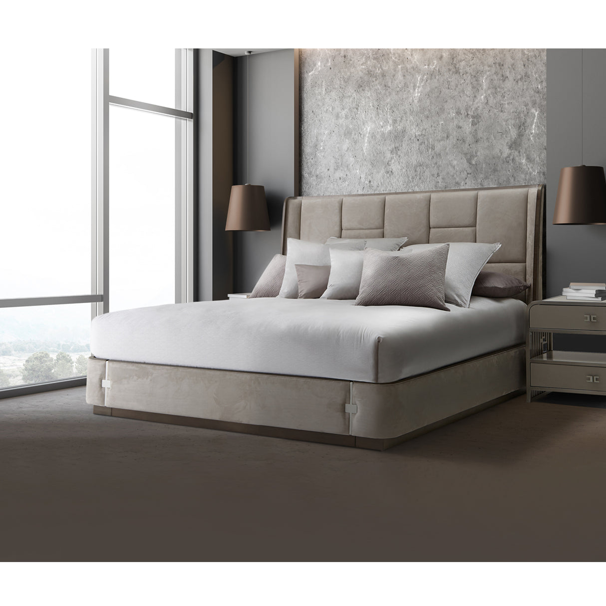 Roxbury Park Slate Cal. King Multi-panel Bed from Michael Amini - Luna Furniture