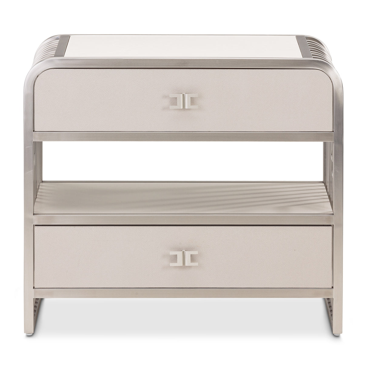 Roxbury Park Stainless Steel Metal Nightstand from Michael Amini - Luna Furniture