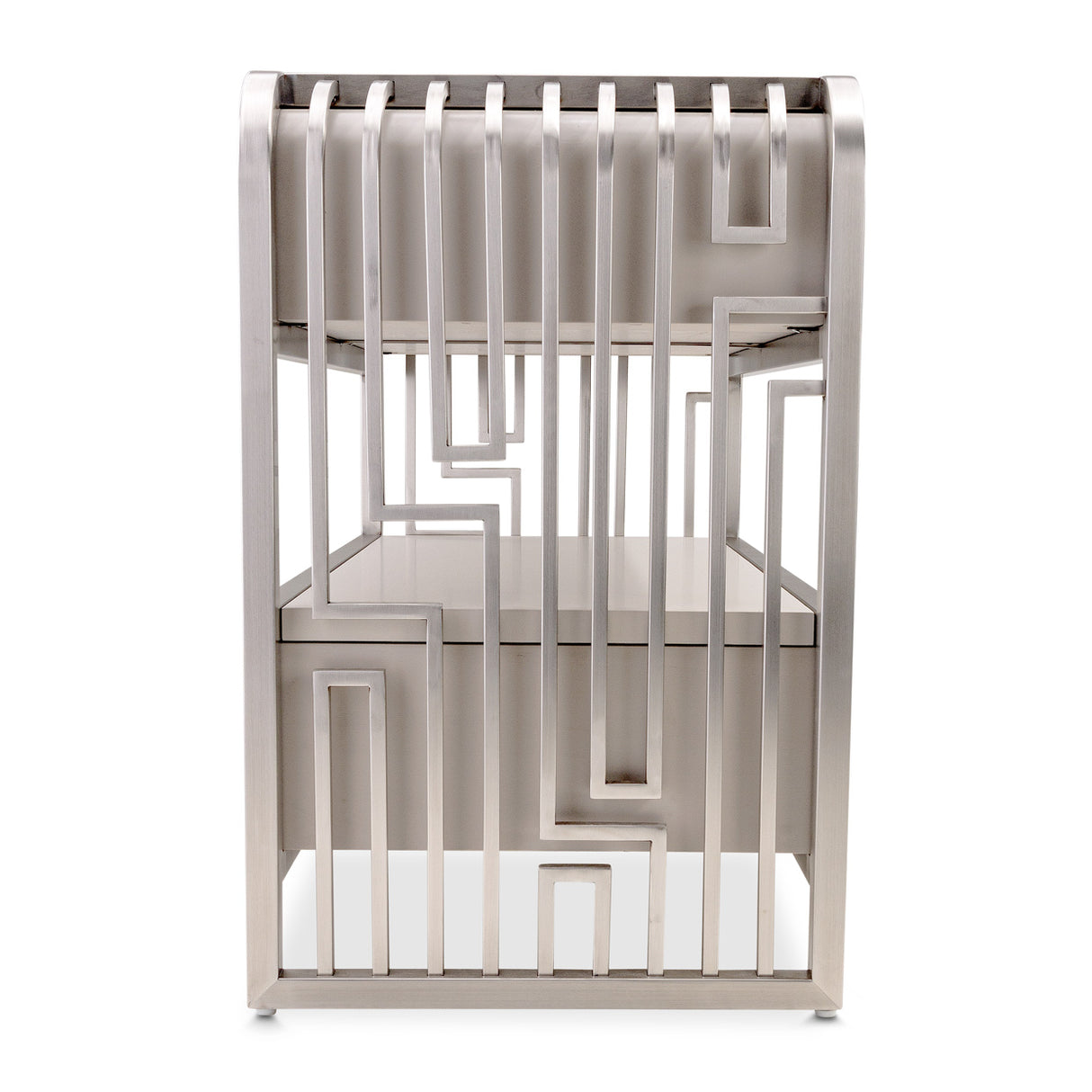 Roxbury Park Stainless Steel Metal Nightstand from Michael Amini - Luna Furniture