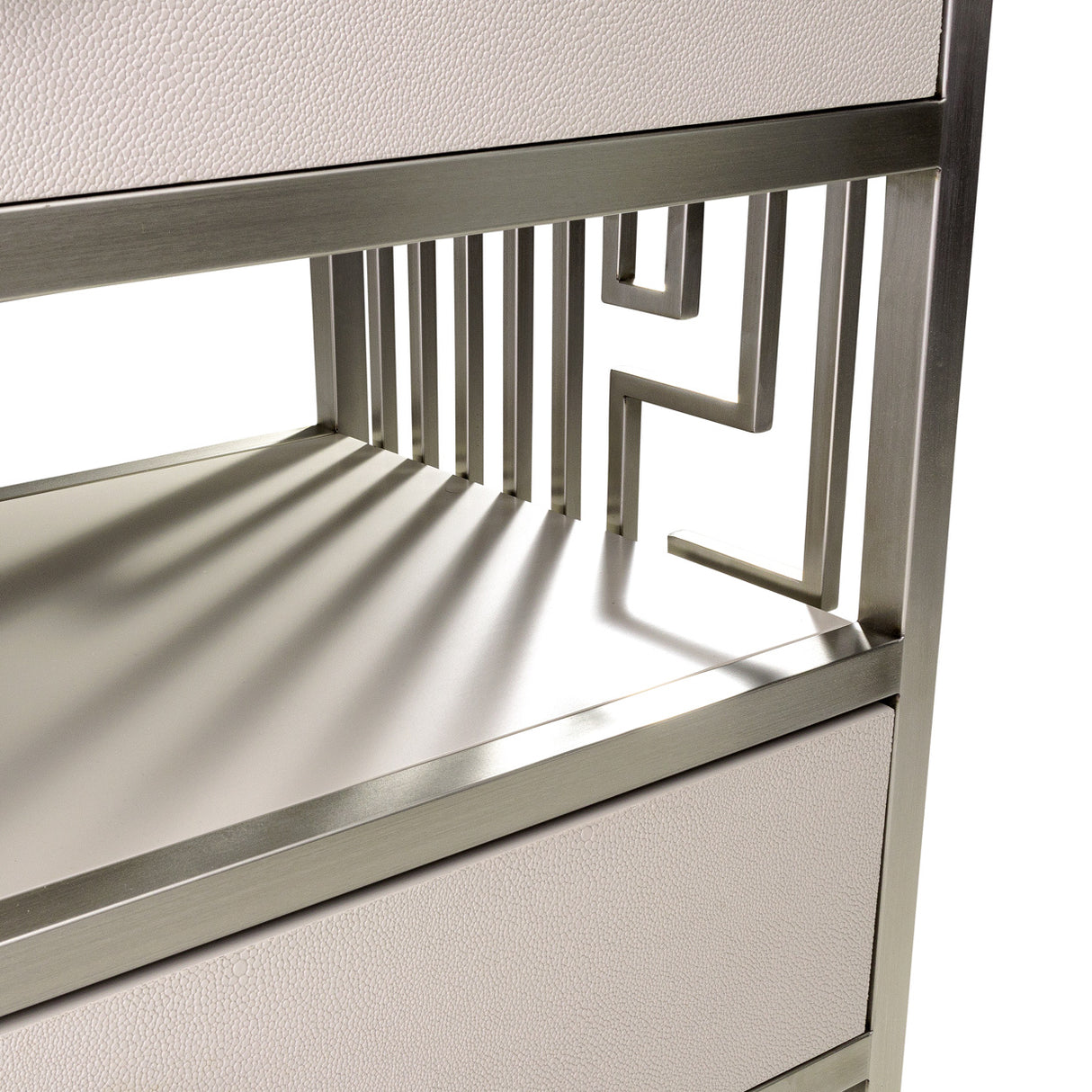 Roxbury Park Stainless Steel Metal Nightstand from Michael Amini - Luna Furniture