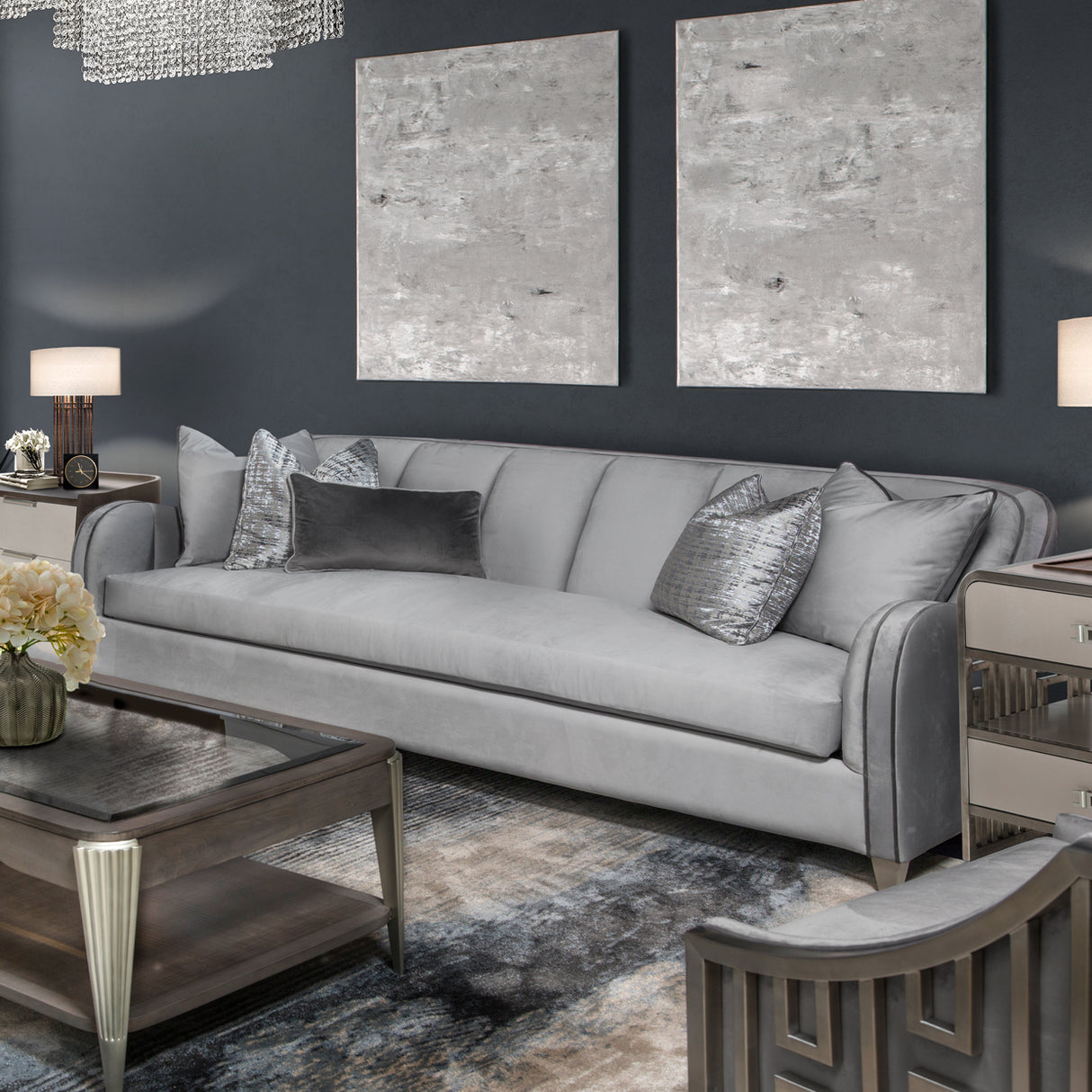 Roxbury Park Slate Sofa from Michael Amini - Luna Furniture