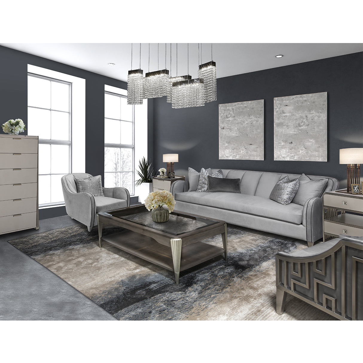 Roxbury Park Slate Matching Chair from Michael Amini - Luna Furniture