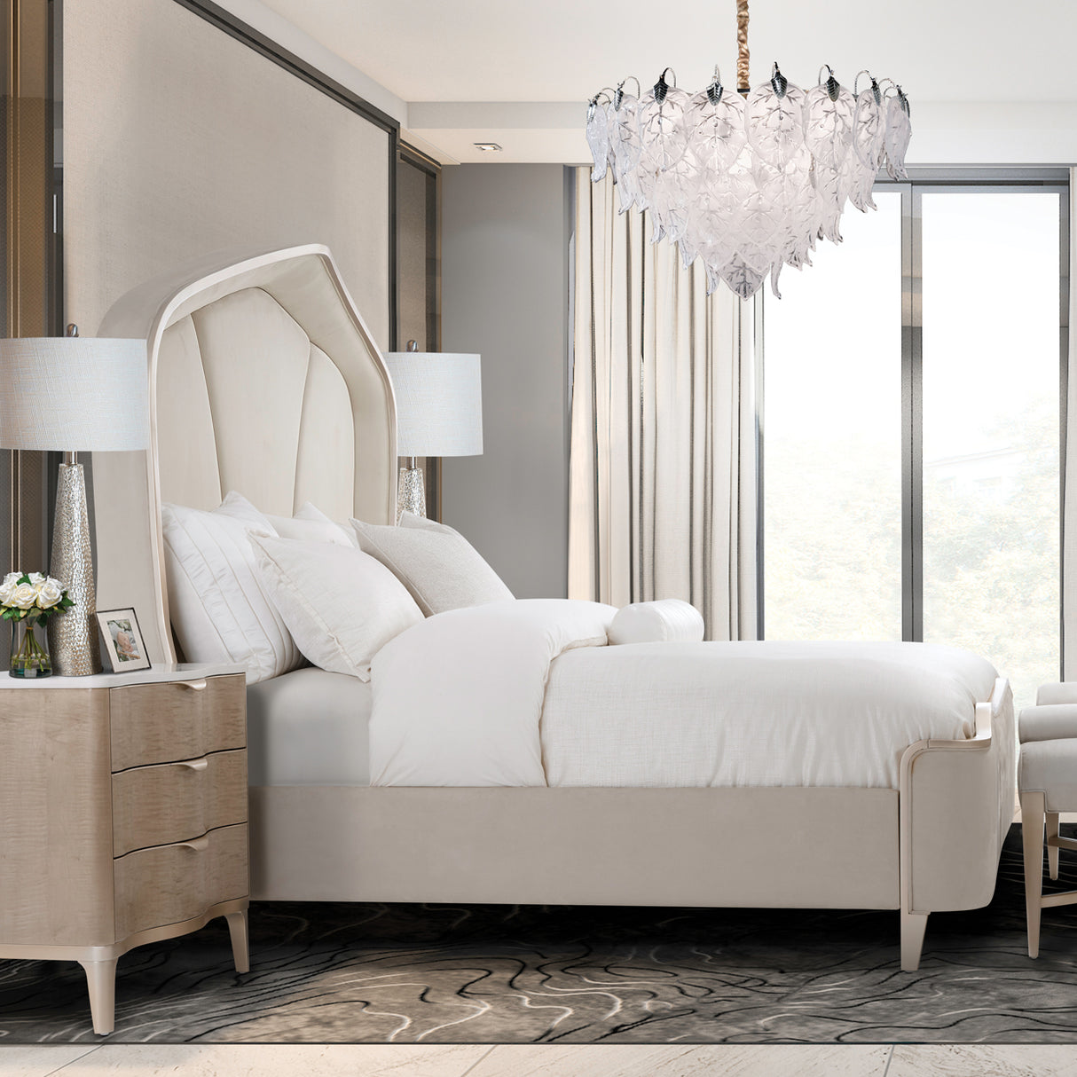 Malibu Crest Chardonnay Queen Curved Panel Bed from Michael Amini - Luna Furniture