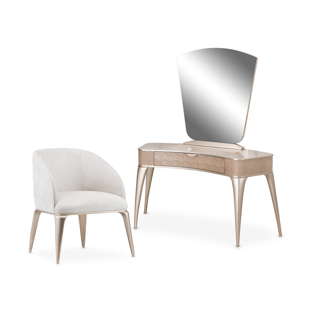 Malibu Crest Blush Vanity Set With Mirror & Chair from Michael Amini - Luna Furniture