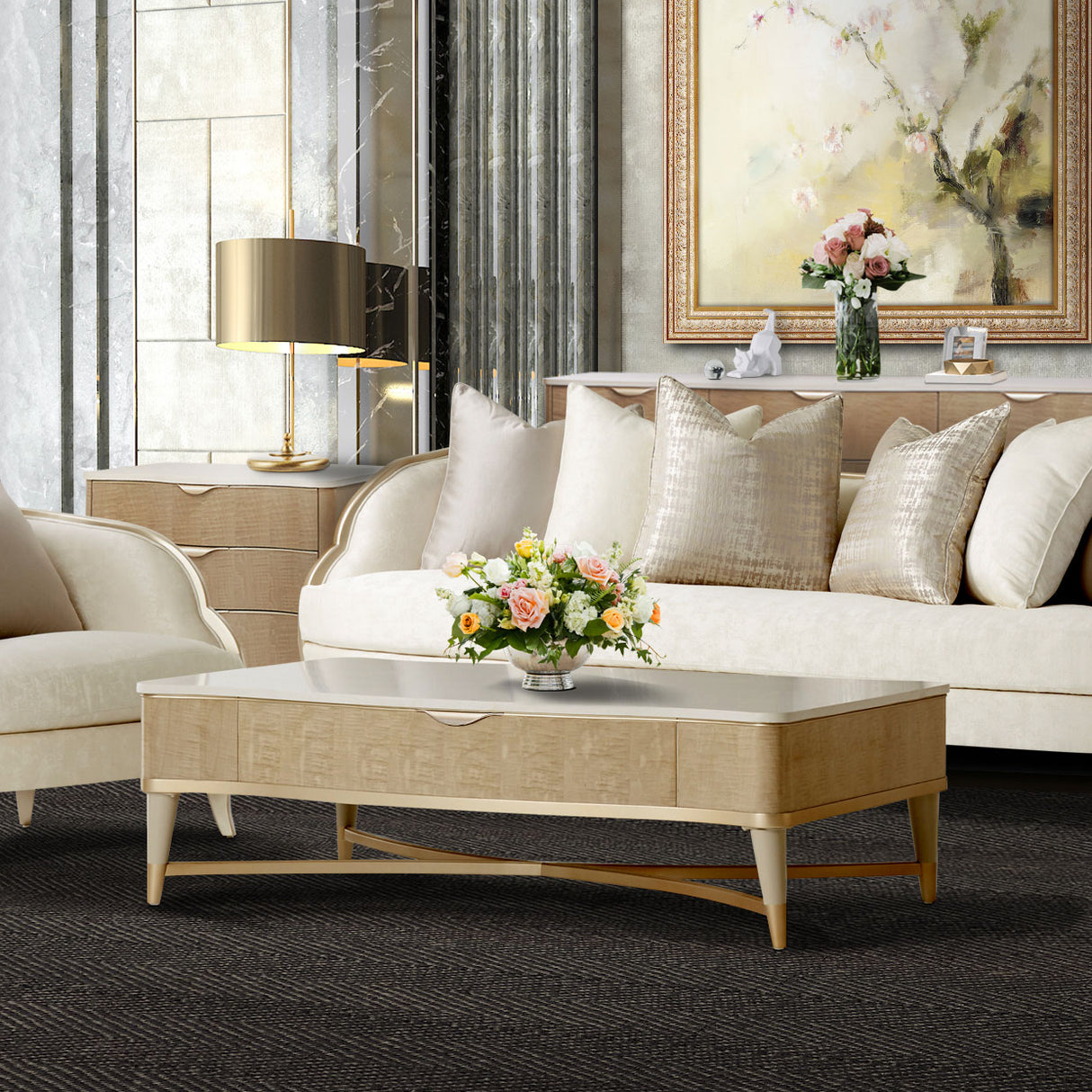 Malibu Crest Blush Rectangular Cocktail Table from Michael Amini - Luna Furniture