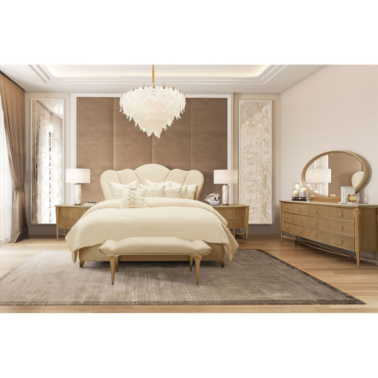 Villa Cherie Caramel Queen Channel-tufted Bed from Michael Amini - Luna Furniture