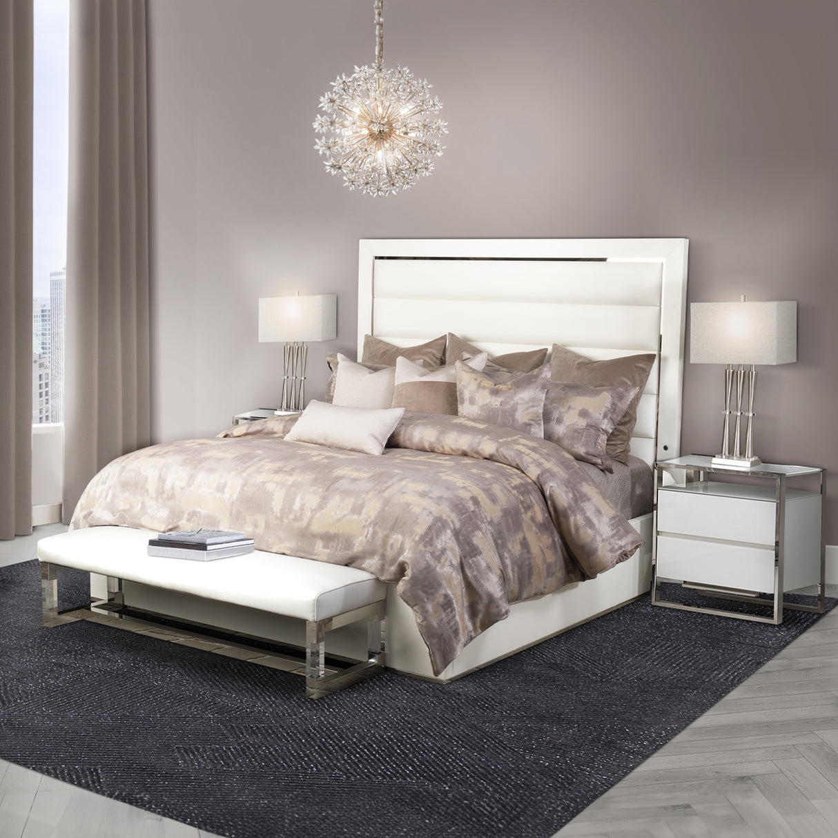 State St. Queen Upholstered Panel Bed (3 Pc) from Michael Amini - Luna Furniture