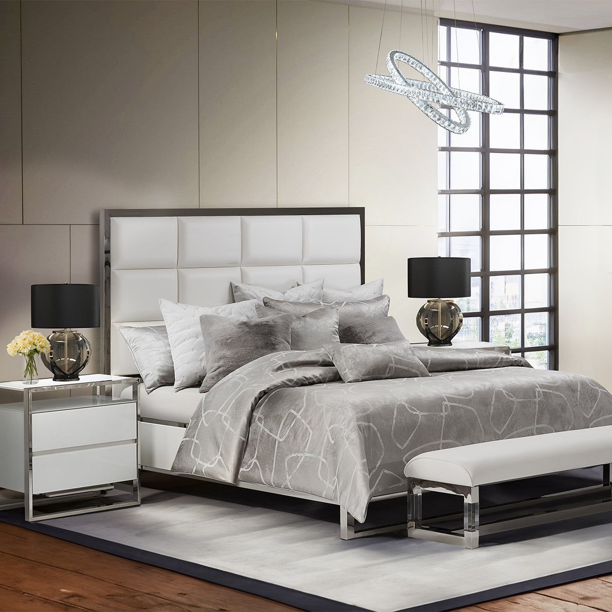 State St. Eastern King Short Metal Panel Bed (3 Pc) from Michael Amini - Luna Furniture