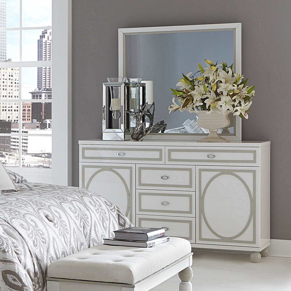 Sky Tower Cloud White Dresser from Michael Amini - Luna Furniture