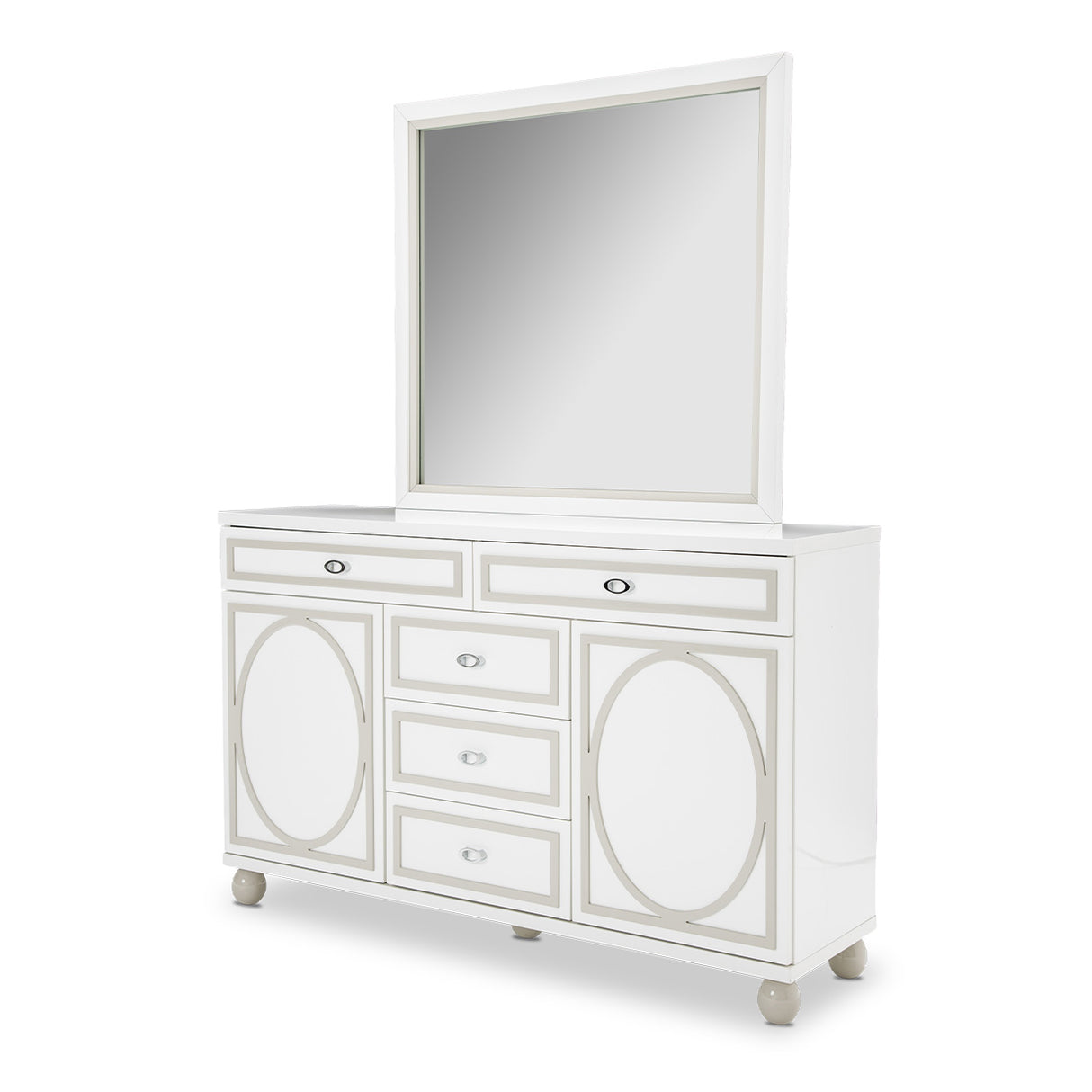 Sky Tower Cloud White Dresser With Mirror from Michael Amini - Luna Furniture