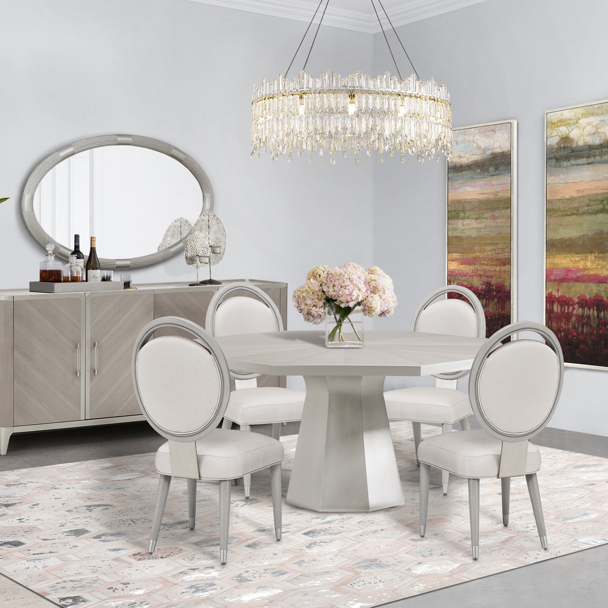 Lanterna Silver Mist Octagonal Dining Table (2 Pc) from Michael Amini - Luna Furniture