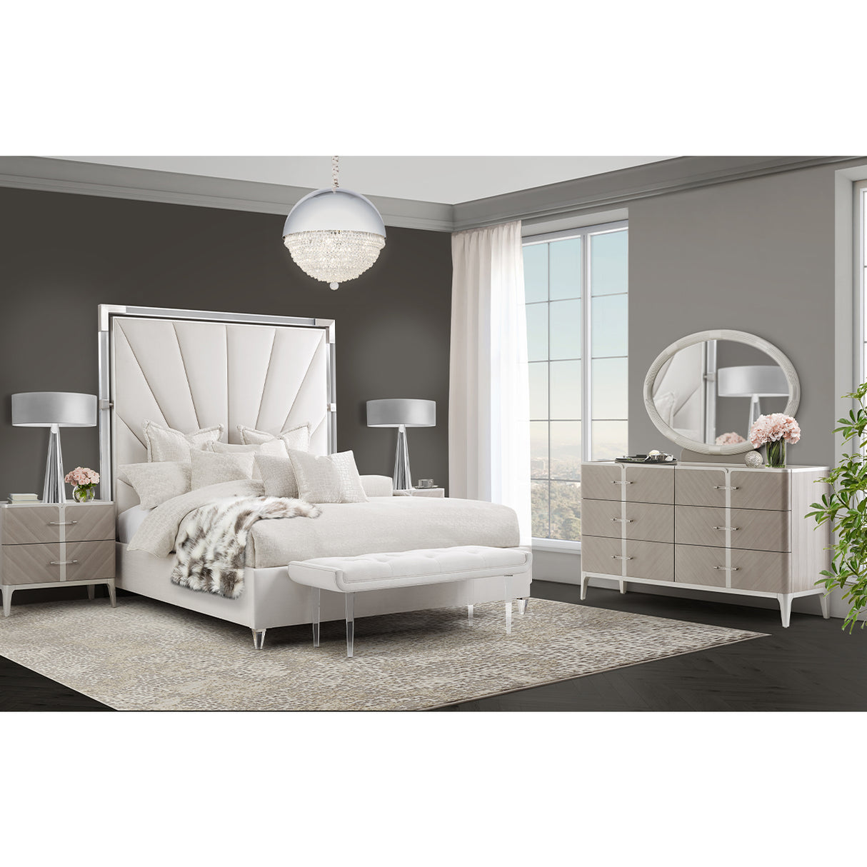Lanterna Silver Mist Nightstand from Michael Amini - Luna Furniture