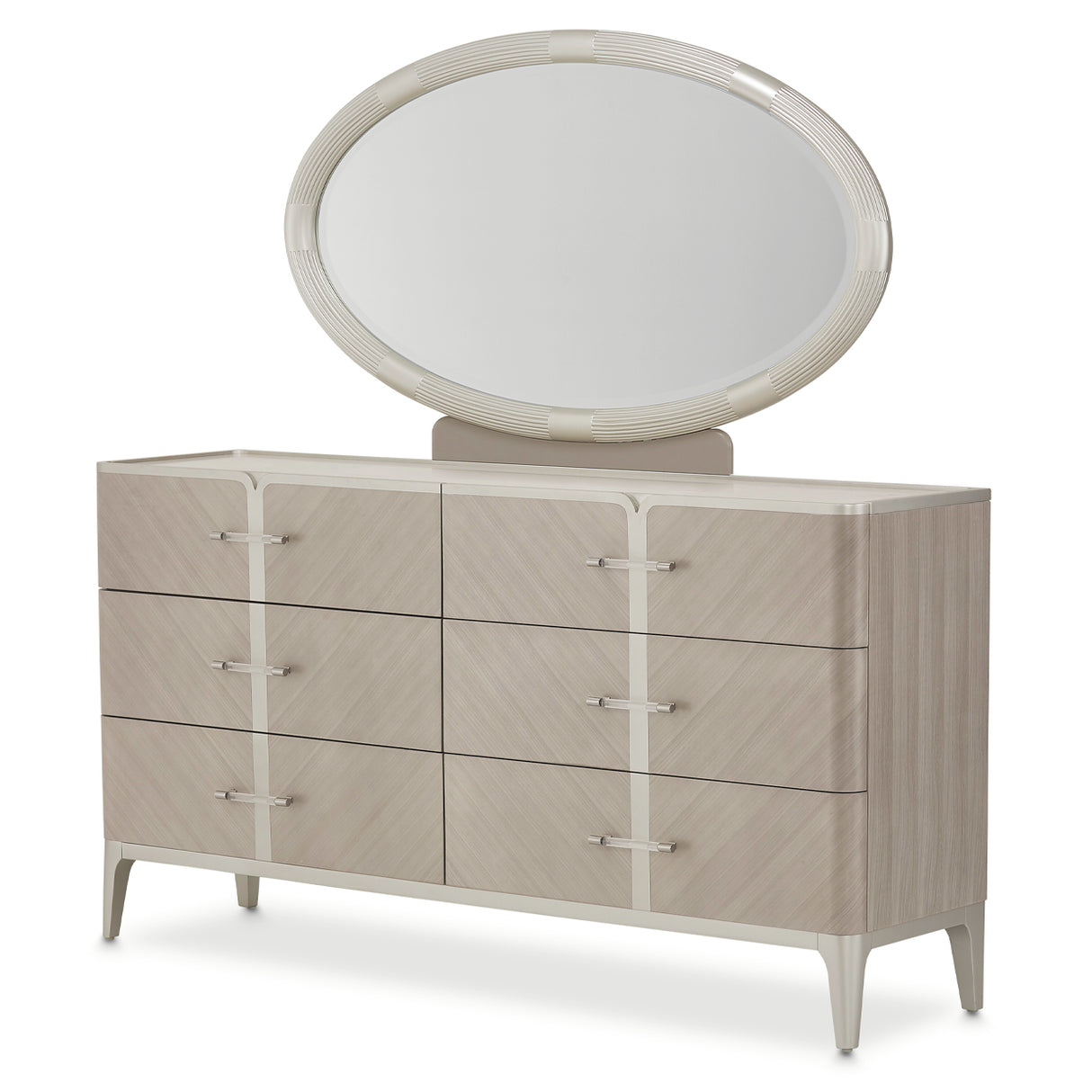 Lanterna Silver Mist Dresser With Mirror from Michael Amini - Luna Furniture
