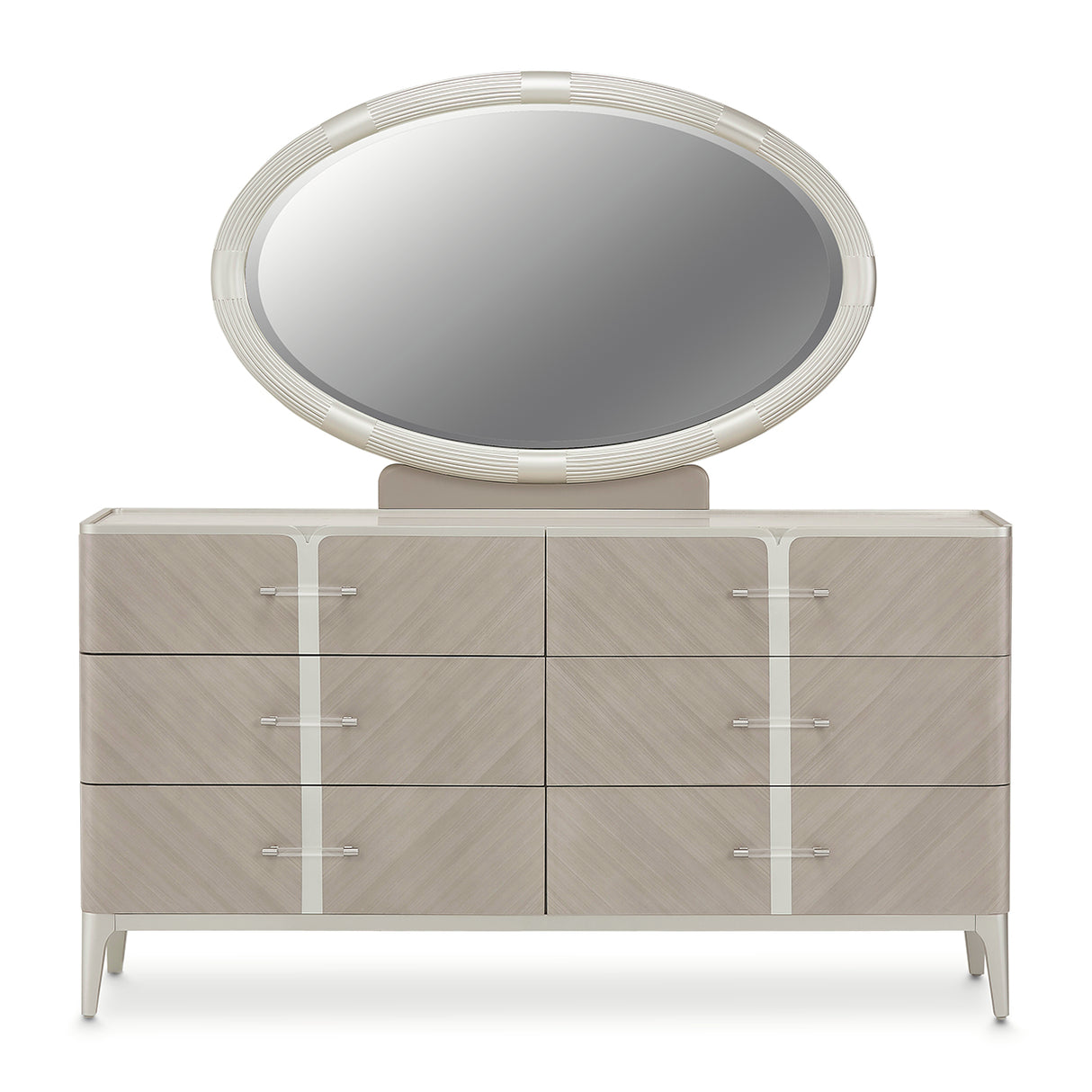 Lanterna Silver Mist Dresser With Mirror from Michael Amini - Luna Furniture