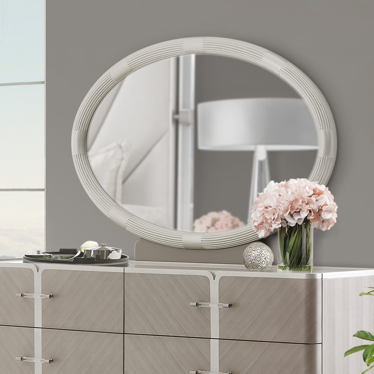 Lanterna Silver Mist Dresser Mirror from Michael Amini - Luna Furniture
