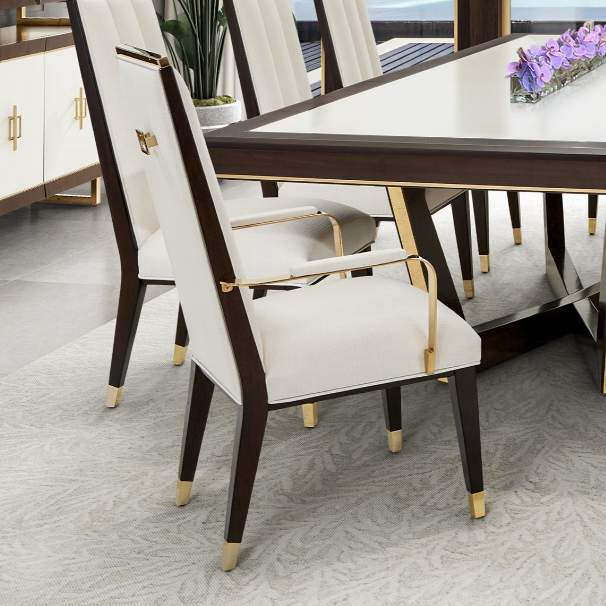 Belmont Place Espresso Dining Arm Chair from Michael Amini - Luna Furniture