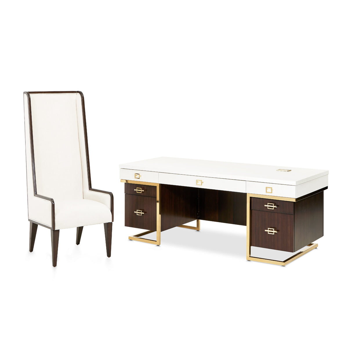 Belmont Place Espresso Desk And Chair from Michael Amini - Luna Furniture