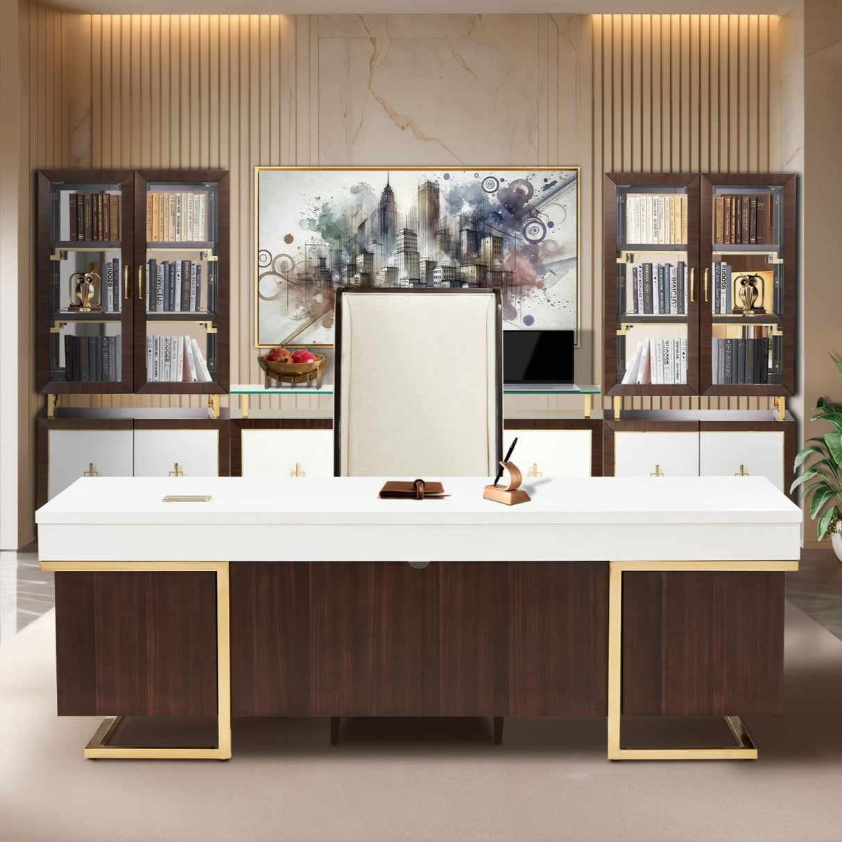 Belmont Place Espresso Desk from Michael Amini - Luna Furniture