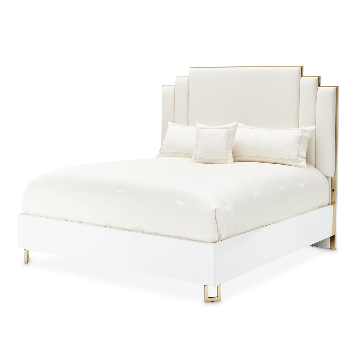 Palm Gate Cloud White Queen Platform Bed from Michael Amini - Luna Furniture