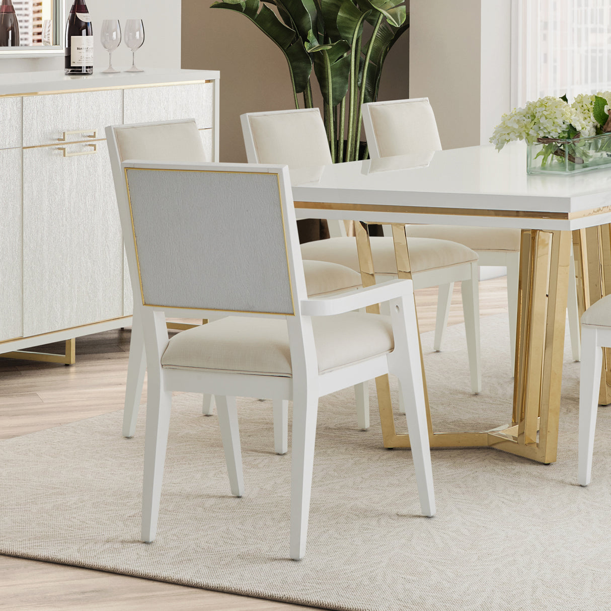 Palm Gate Cloud White Dining Arm Chair from Michael Amini - Luna Furniture