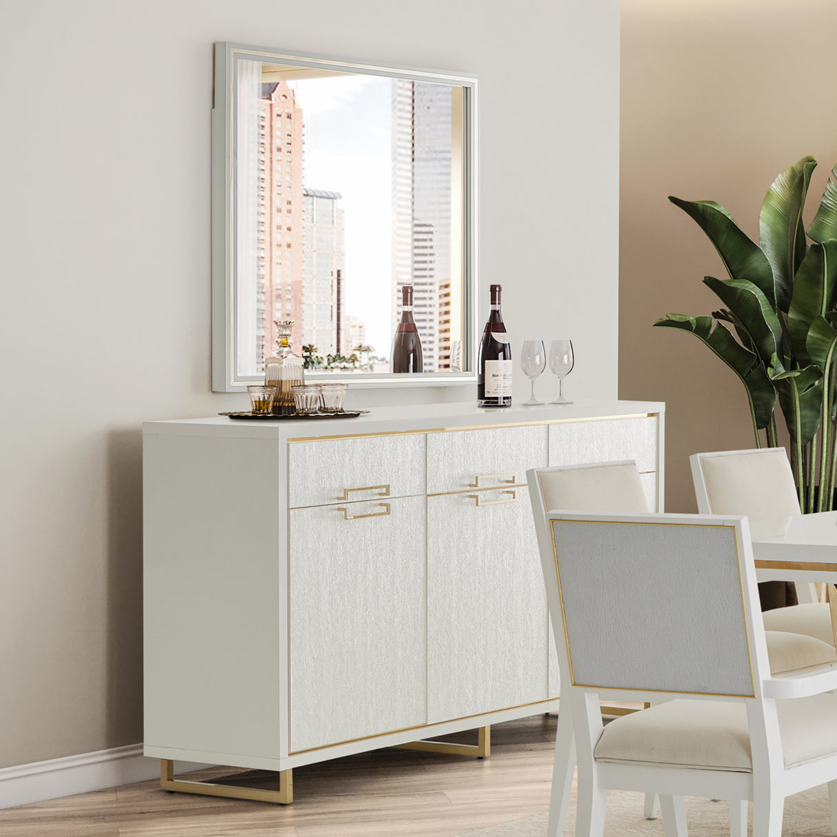 Palm Gate Cloud White Sideboard from Michael Amini - Luna Furniture