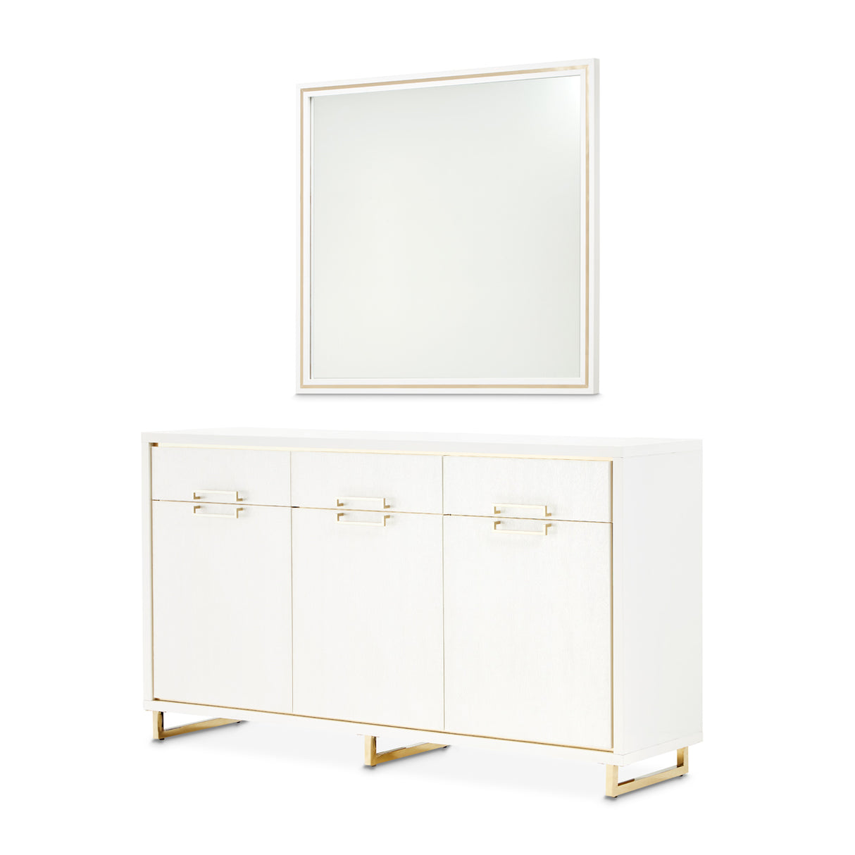 Palm Gate Cloud White Sideboard With Mirror from Michael Amini - Luna Furniture