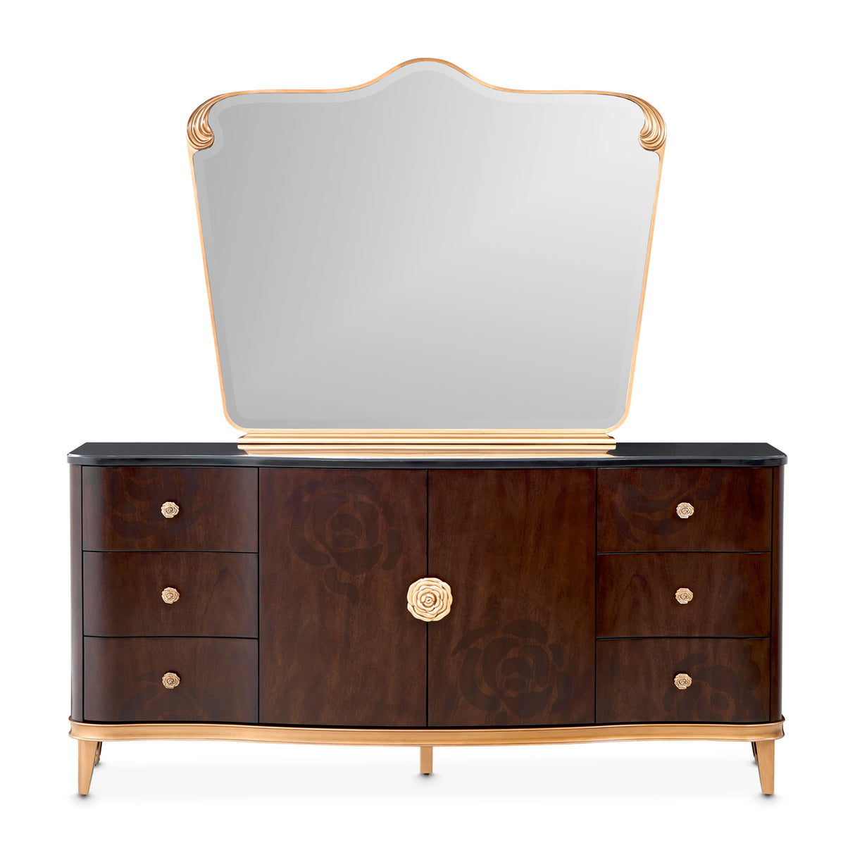 Camellia Field Pecan Warm Pecan Dresser With Mirror from Michael Amini - Luna Furniture