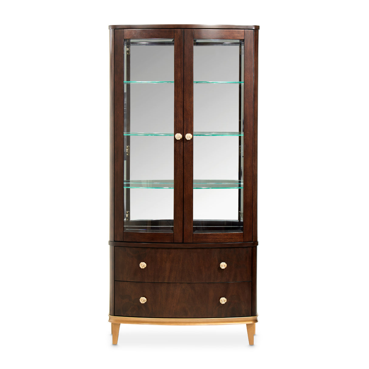 Camellia Field Pecan Warm Pecan Camellia Field Display Cabinet 2pc Warm Pecan from Michael Amini - Luna Furniture
