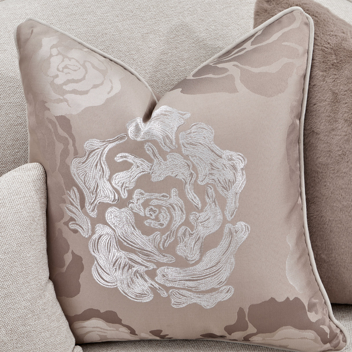 Camellia Field Pecan Warm Pecan Camellia Field Sofa Linen Warm Pecan from Michael Amini - Luna Furniture