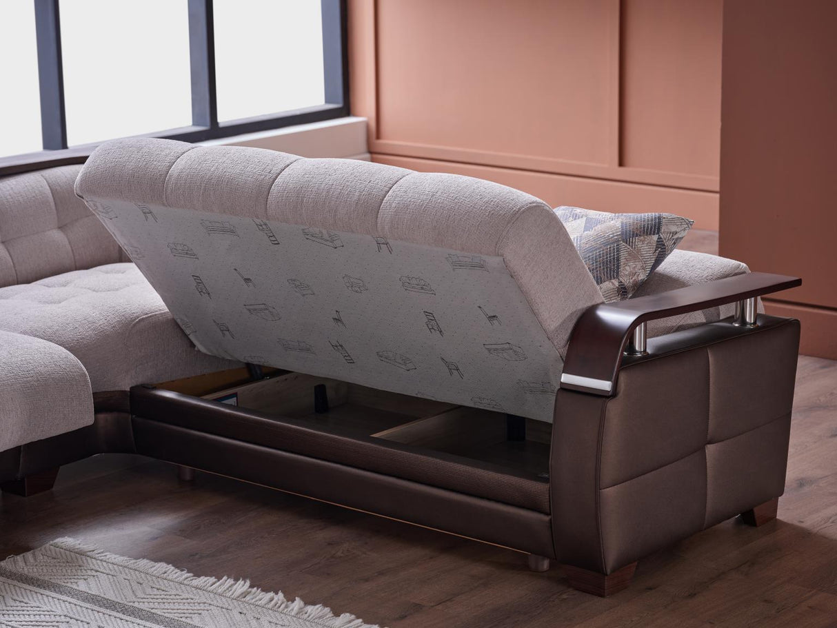 Natural Nivus Beige Sleeper Sectional from Bellona - Luna Furniture