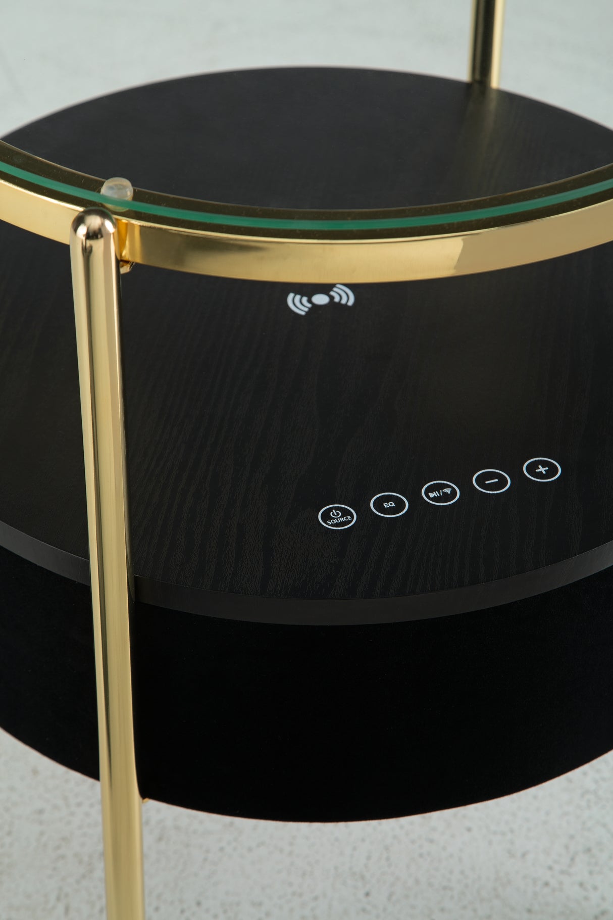 Nedman Black/Gold Finish Accent Table with Speaker from Ashley - Luna Furniture