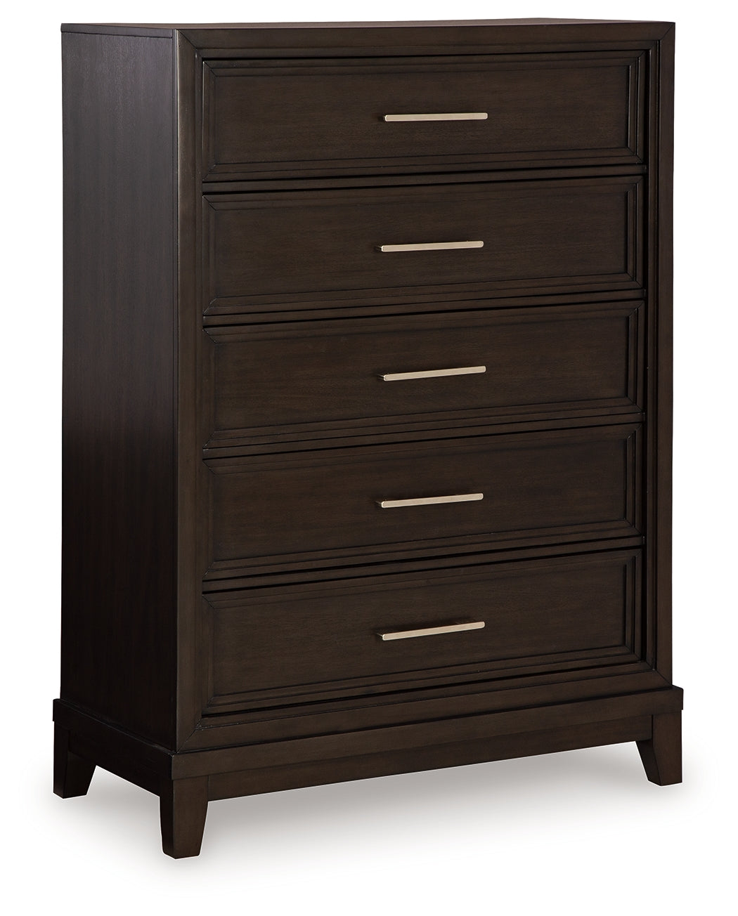 Neymorton King Upholstered Panel Bed with Mirrored Dresser and Chest in Dark Grayish Brown from Ashley - Luna Furniture