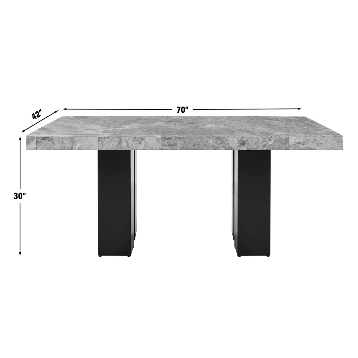 Artemis White/Gray 5-Piece 70″ Rectangle Marble Top Dining Set with Chenille Chairs from Steve Silver - Luna Furniture