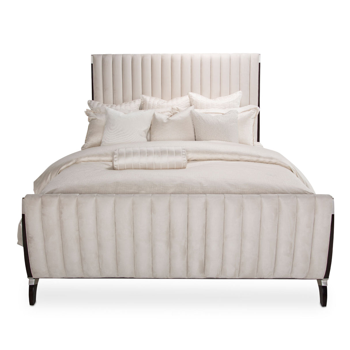 Paris Chic Espresso Queen Tufted Sleigh Bed from Michael Amini - Luna Furniture