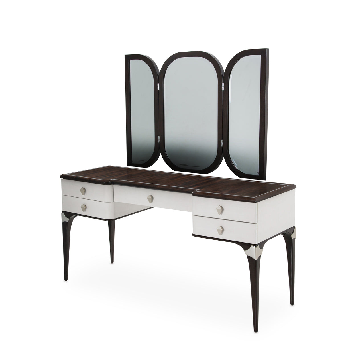 Paris Chic Espresso Vanity Desk With Mirror from Michael Amini - Luna Furniture