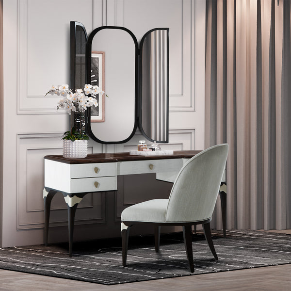Paris Chic Espresso Vanity Desk With Mirror