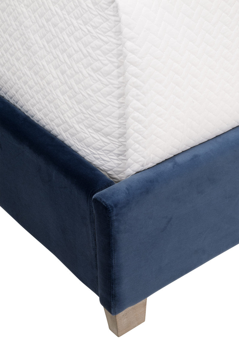 Chandler Queen Bed in Denim Velvet, Natural Gray Oak from Essentials For Living - Luna Furniture