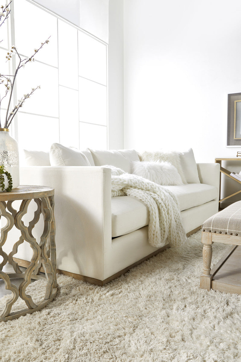 Siena 96" Plinth Base Sofa in Livesmart Machale-Ivory, Natural Gray Oak from Essentials For Living - Luna Furniture