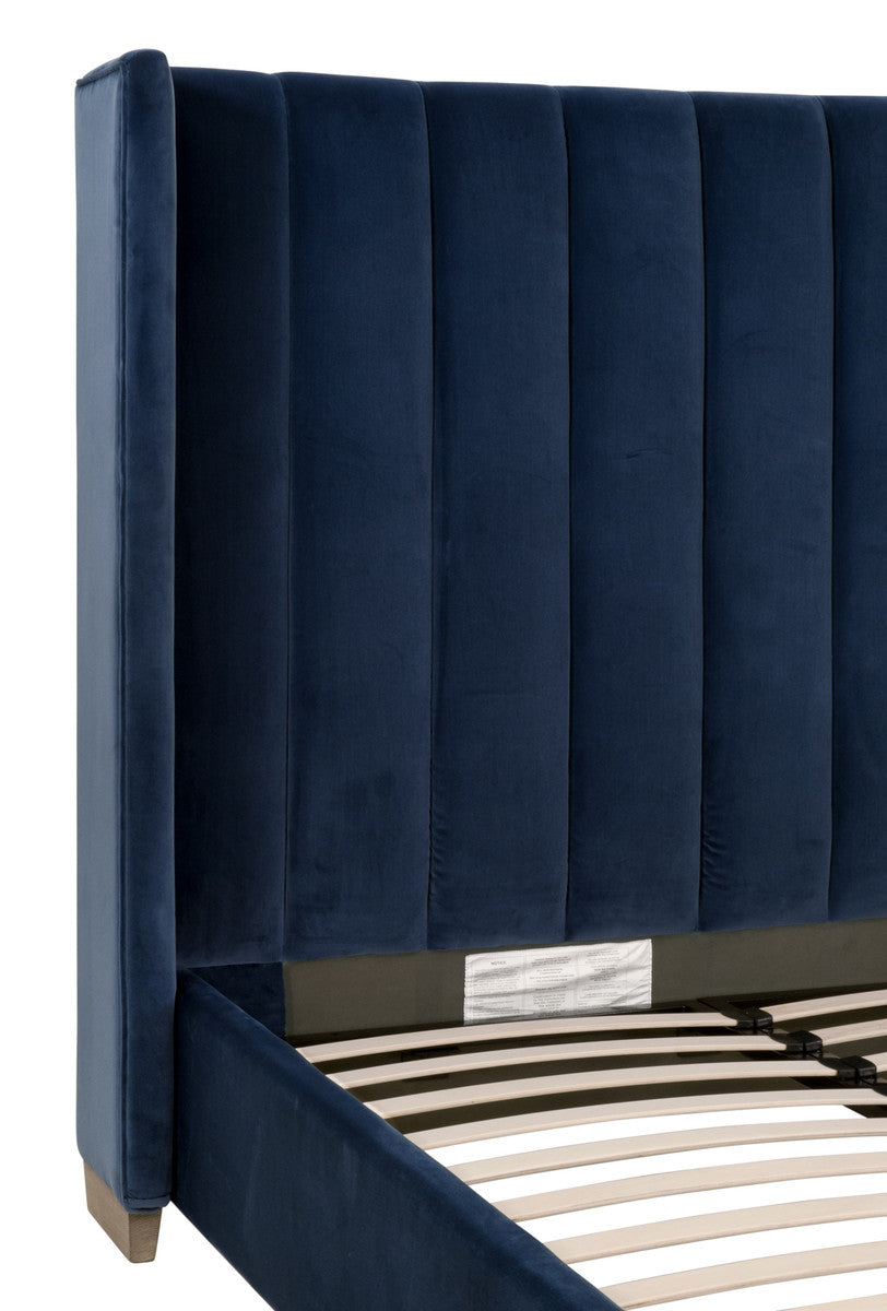 Chandler Queen Bed in Denim Velvet, Natural Gray Oak from Essentials For Living - Luna Furniture