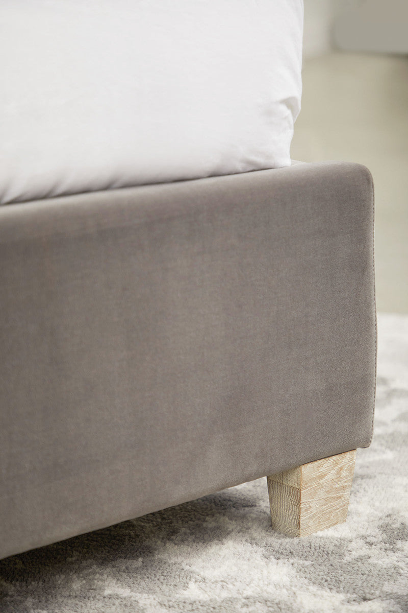 Chandler Standard King Bed in Dark Dove Velvet, Natural Gray Oak from Essentials For Living - Luna Furniture