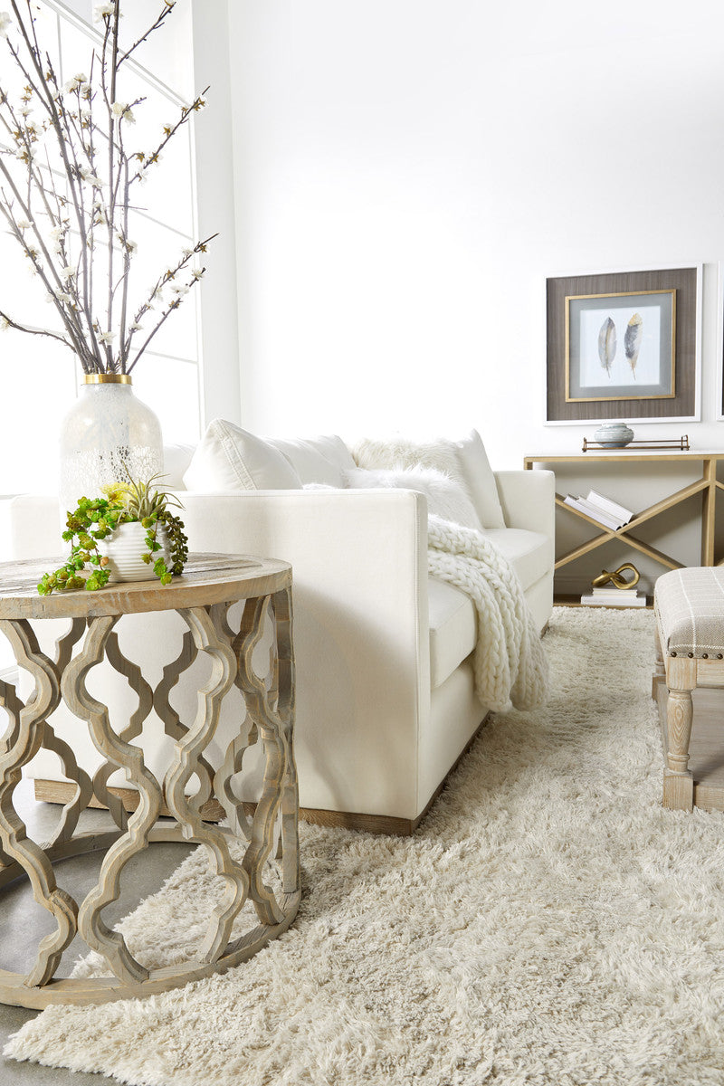 Siena 96" Plinth Base Sofa in Livesmart Machale-Ivory, Natural Gray Oak from Essentials For Living - Luna Furniture