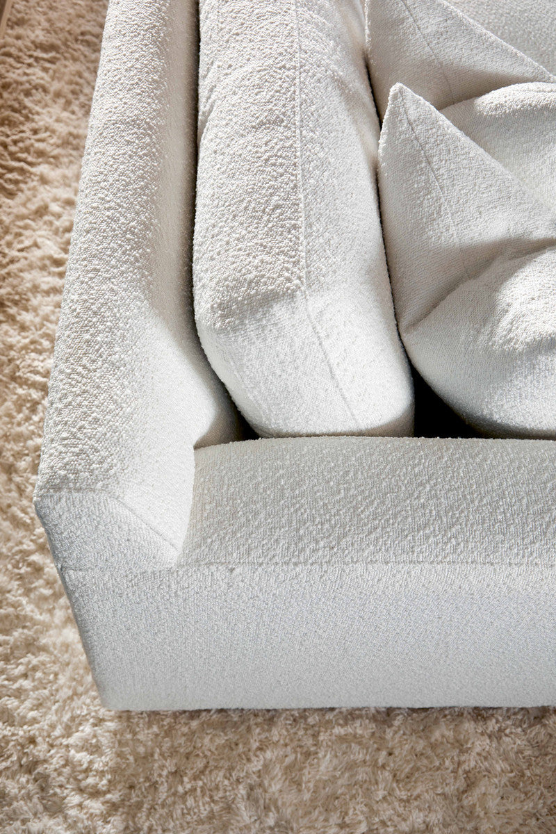 Dean 92" California Casual Sofa in Livesmart Boucle-Snow, Natural Gray Oak from Essentials For Living - Luna Furniture