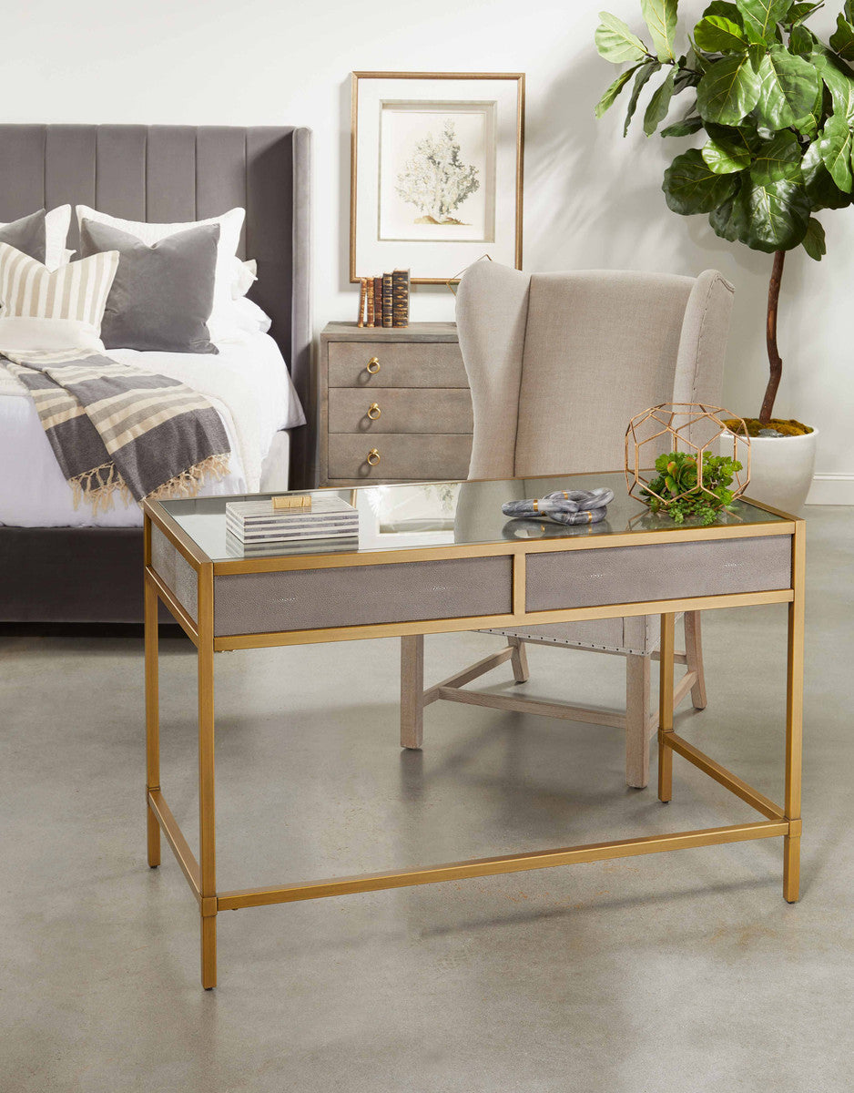 Chandler Standard King Bed in Dark Dove Velvet, Natural Gray Oak from Essentials For Living - Luna Furniture