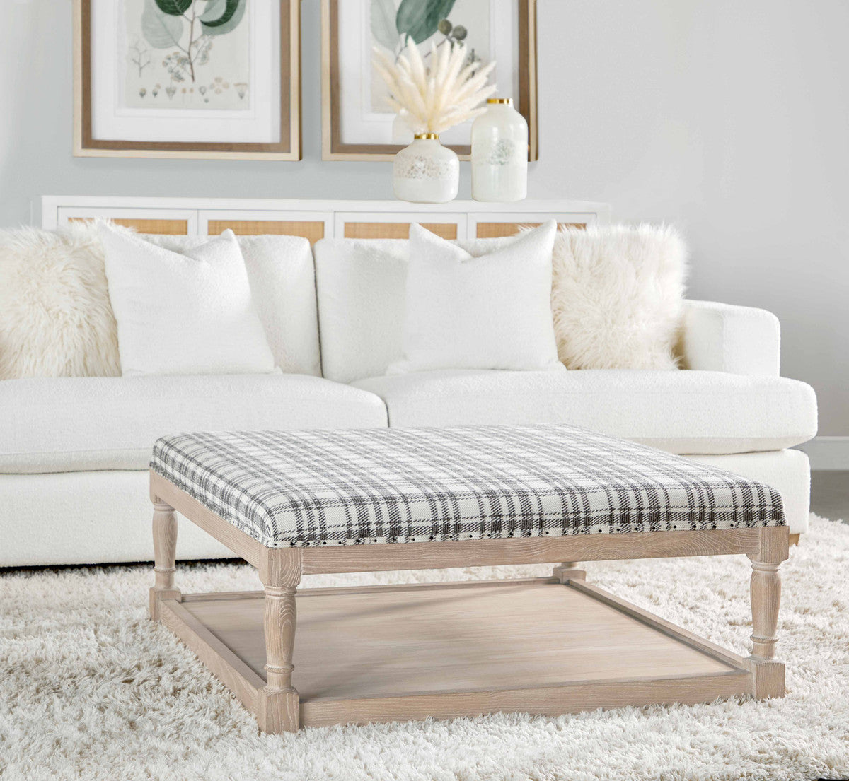 Dean 92" California Casual Sofa in Livesmart Boucle-Snow, Natural Gray Oak from Essentials For Living - Luna Furniture